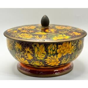 Vintage Daher Floral Lidded Tin Container Made in England